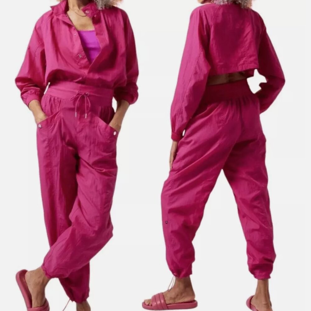 NWOT Athleta x Alicia Keys Nylon Utility Jumpsuit Hot Pink 24 24W 2X 3X - Picture 8 of 16